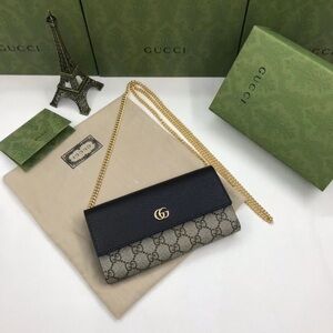 😻Gucci 🍈546585 17WAG GG MARMONT Wallet - Black